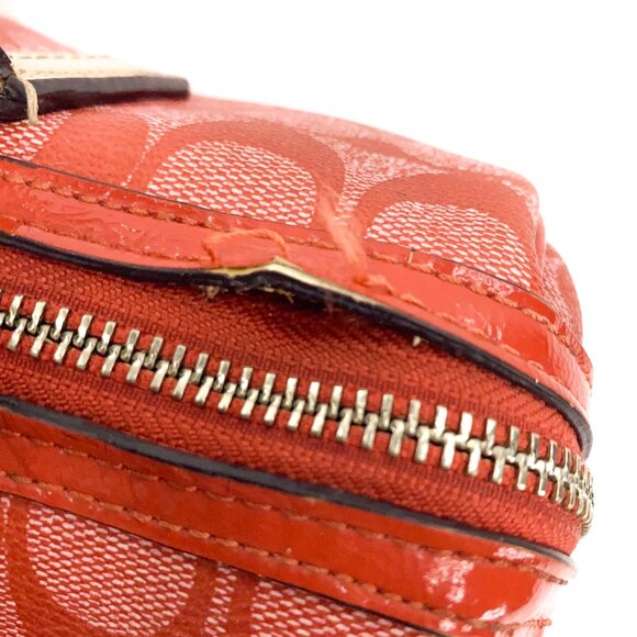 COACH Vermillion Red Signature Stripe PVC Satchel Handbag - E1394-F24362 - Picture 14 of 16